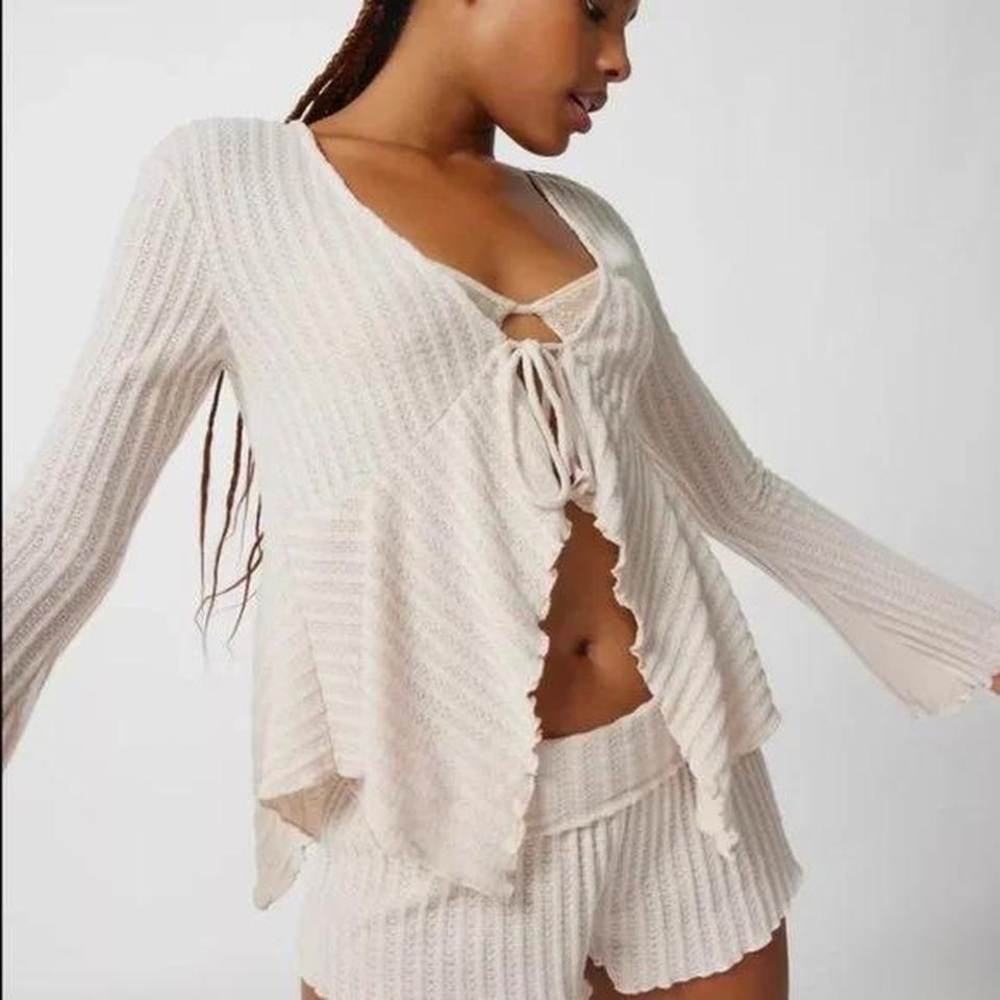Urban Outfitters Cream Knit Flared Top